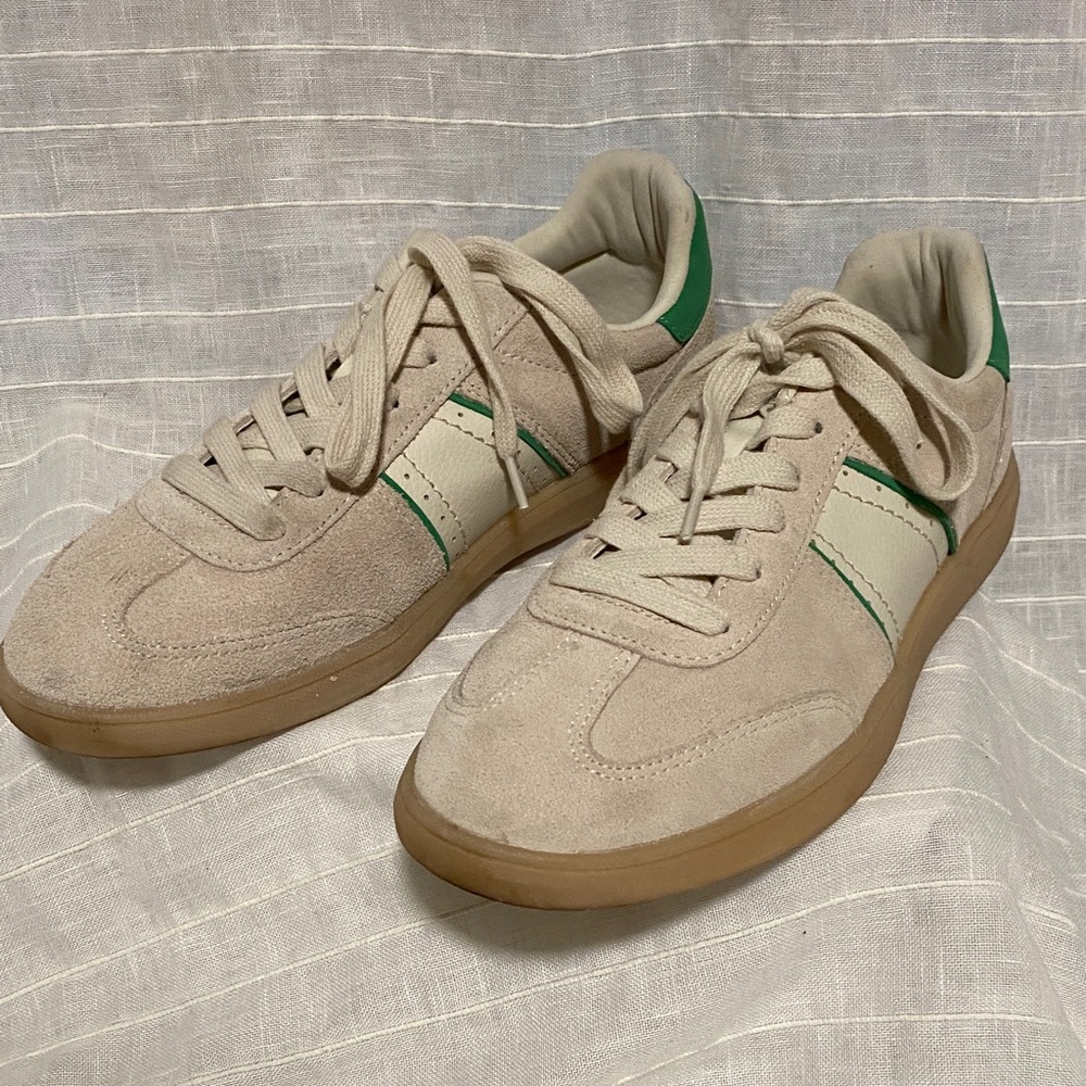Zara Beige and Green Women's Sneakers